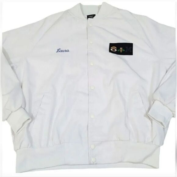 Vintage 80's IBM Paul Rand Design Employee Snap Down Bomber Jacket Size 2XL - Picture 7 of 11